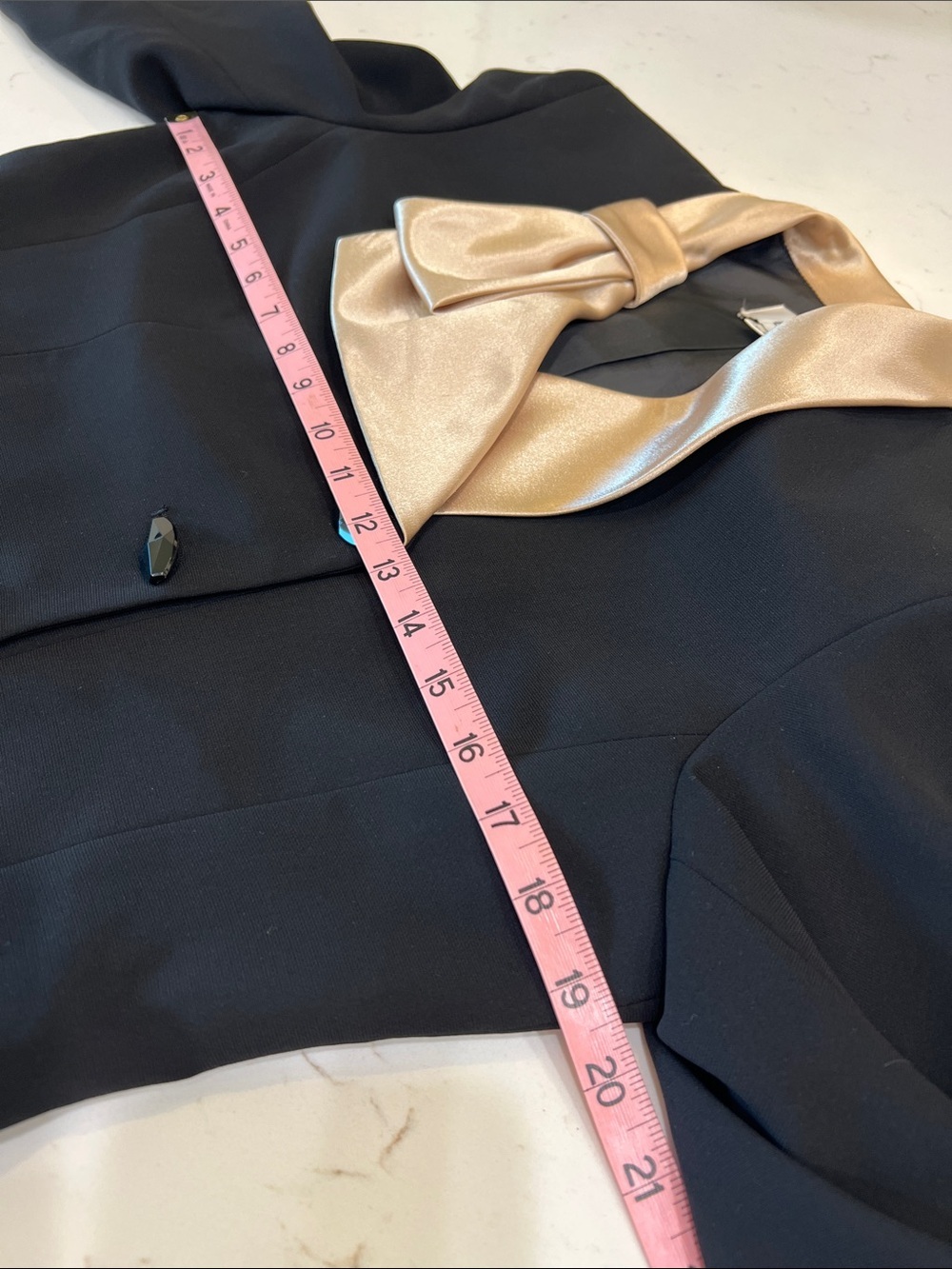 Vintage 90s Le Suit Black Gold Bow Accent Evening Blazer Jacket Size 6 - Picture 6 of 7